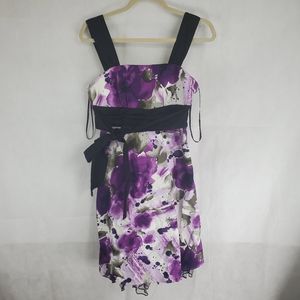 IZ Dress Front Or Side Tie Abstract Floral Size 7